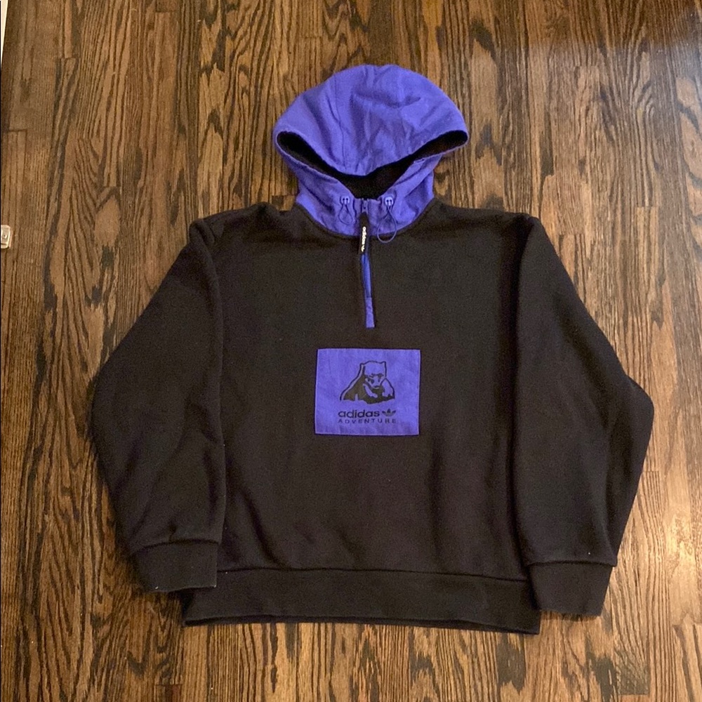 Adidas Black and Purple Hoodie